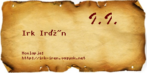 Irk Irén névjegykártya
